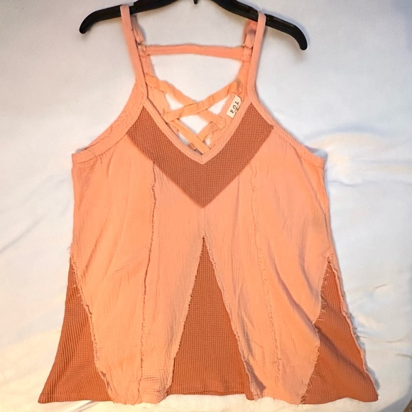POL Orange Thermal Contrast Hippie Mini Slip Dress Women's S Distressed Boho - Picture 6 of 10